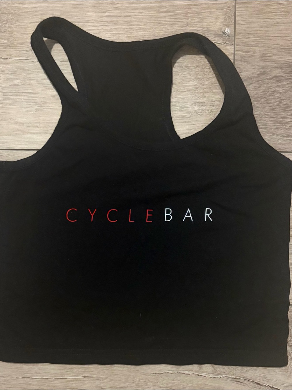 Cyclebar Black Racerback Logo Tank with Red & White Lettering
